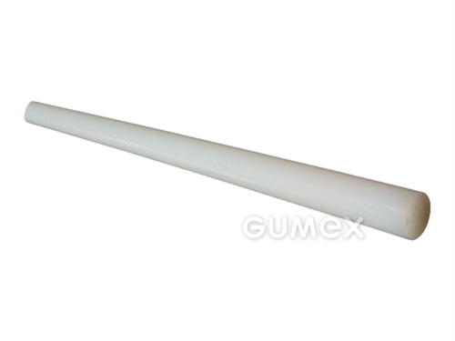 Polyamidová tyč, priemer 10mm, reálny priemer 10,1-10,7mm, dĺžka 1000mm, 80°ShD, PA6 (extrudovaný polyamid, nylon), -30°C/+95°C, biela